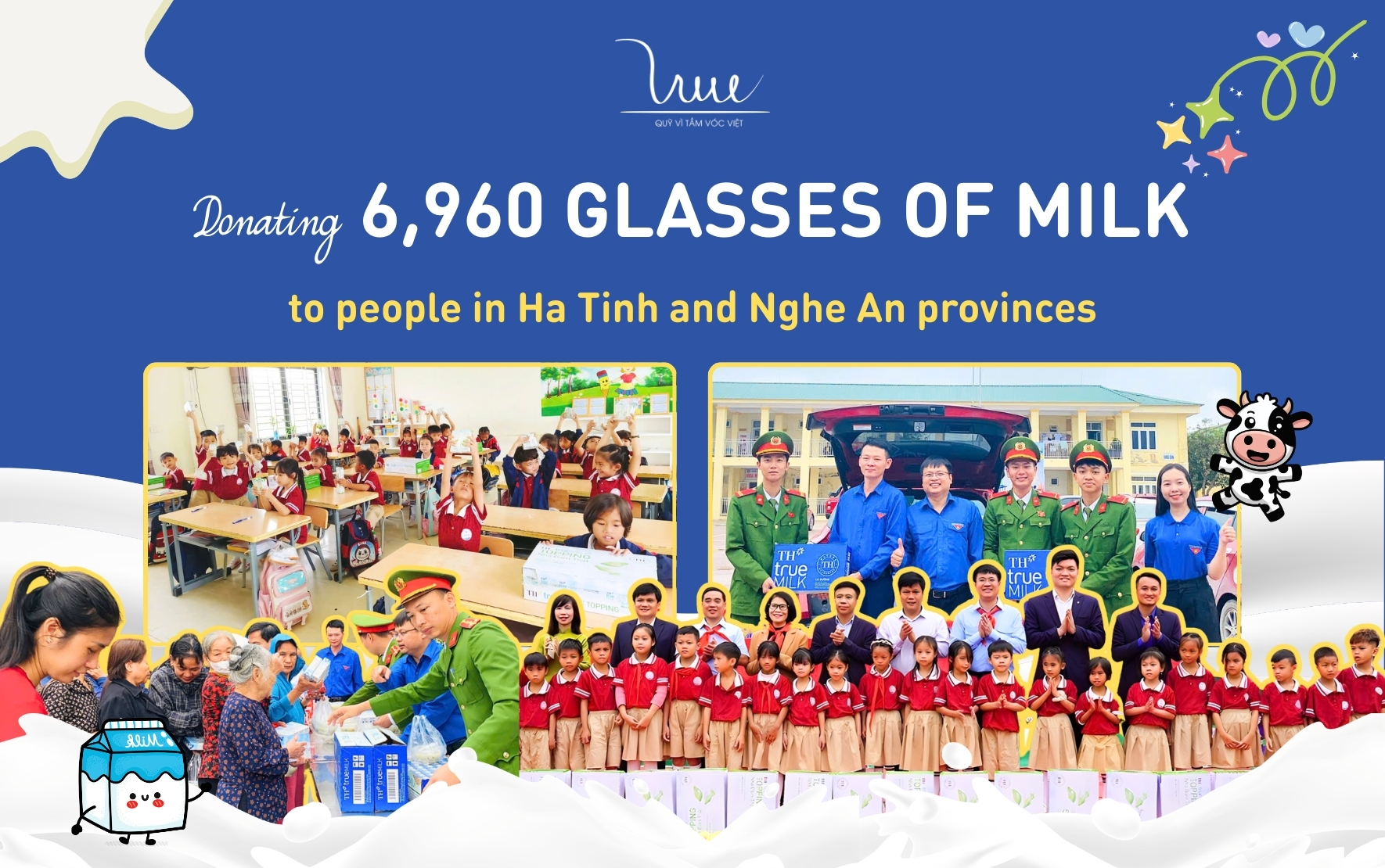 Donating 6,960 glasses of milk to people in Ha Tinh and Nghe An provinces